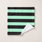 Schwarz und Mintgrün Badhandtuch Set (Waschlappen)