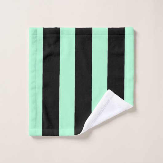 Schwarz und Minze grün Badhandtuch Set (Waschlappen)