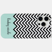 Schwarz und Minze Moderne Zickzack Monogramm Case-Mate iPhone Hülle (Rückseite (Horizontal))