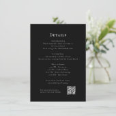Schwarz und mit modernen Hochzeitdetails E Begleitkarte (Stehend Vorderseite)