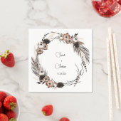 Schwarz und natürlich floraler Boho Name V2 Serviette (Beispiel)