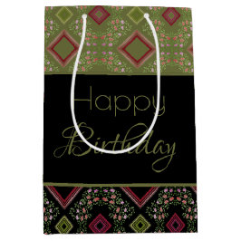 Schwarz und Olivengrün Mittlere Geschenktüte