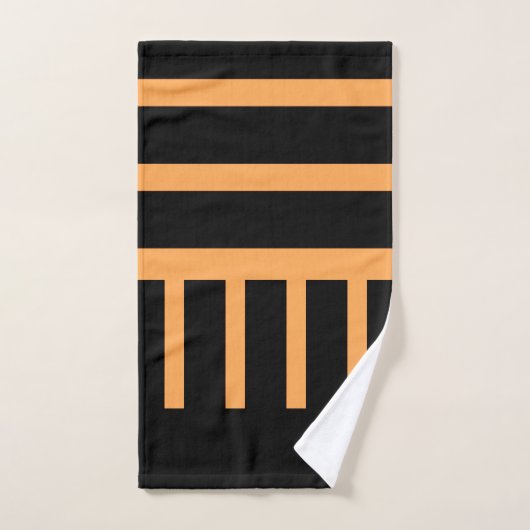Schwarz und orange Baumwolle Streifen Badezimmer H Badhandtuch Set (Handtuch)