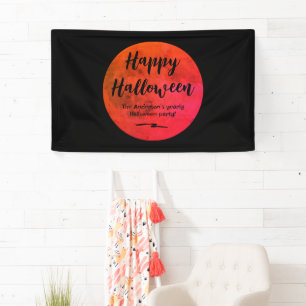 Schwarz und Orange Beängstigend Full Moon Happy Ha Banner