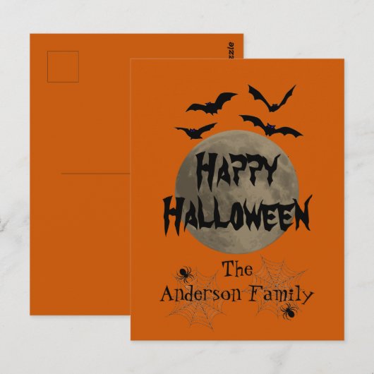 Schwarz und Orange Beängstigend Spooky Happy Hallo Postkarte (Vorne/Hinten)