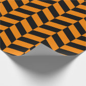 Schwarz und Orange Extra Large Herringbone Geschenkpapier (Ecke)