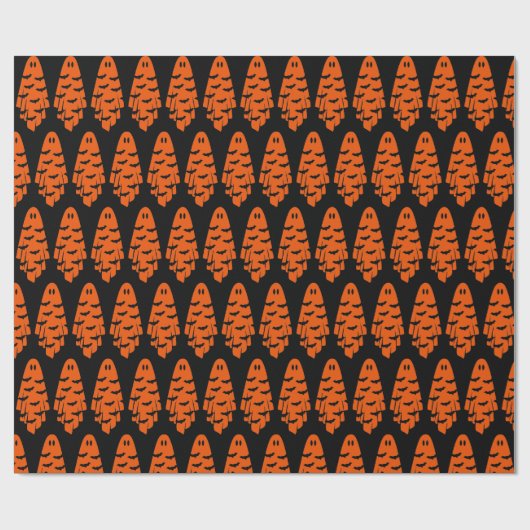 Schwarz und Orange Ghost Geschenkpapier (Flach)