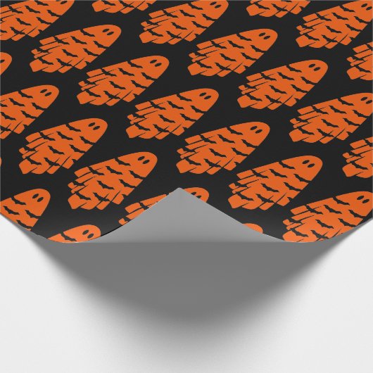 Schwarz und Orange Ghost Geschenkpapier (Ecke)