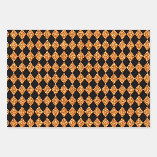 SCHWARZ- UND ORANGE-GLITZER SEHEN HALLOWEH AUS GESCHENKPAPIER SET (Vorderseite 2)