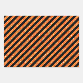 SCHWARZ- UND ORANGE-GLITZER SEHEN HALLOWEH AUS GESCHENKPAPIER SET