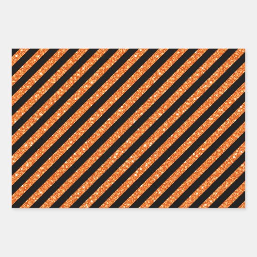 SCHWARZ- UND ORANGE-GLITZER SEHEN HALLOWEH AUS GESCHENKPAPIER SET (Vorderseite)