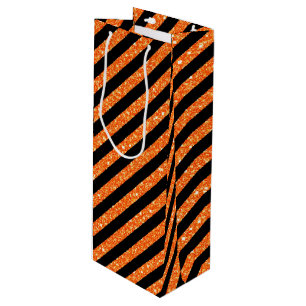SCHWARZ- UND ORANGE-GLITZER SEHEN HALLOWEH AUS GESCHENKTÜTE FÜR WEINFLASCHEN