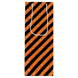 SCHWARZ- UND ORANGE-GLITZER SEHEN HALLOWEH AUS GESCHENKTÜTE FÜR WEINFLASCHEN