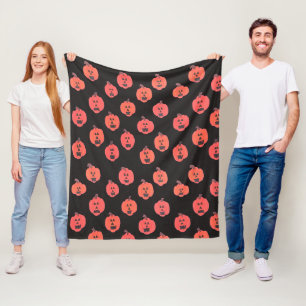 Schwarz und Orange Halloween Jack O'Lanterns Fleecedecke