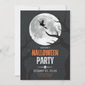 Schwarz und Orange Halloween Vollmond Karte (Vorderseite)