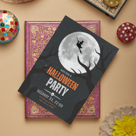 Schwarz und Orange Halloween Vollmond Postkarte