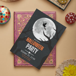 Schwarz und Orange Halloween Vollmond Postkarte