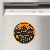 Schwarz und Orange Happy Halloween Magnet (In Situ (Geschirrspüler))