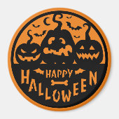 Schwarz und Orange Happy Halloween Magnet (Vorne)