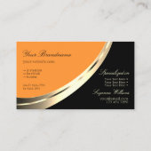 Schwarz und Orange mit dekorativem Gold Dekor Mode Visitenkarte (Rückseite)