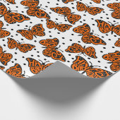 Schwarz und Orange Monarch Butterfly zum Geburtsta Geschenkpapier (Ecke)