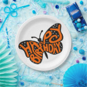 Schwarz und Orange Monarch Butterfly zum Geburtsta Pappteller (Party)