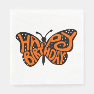 Schwarz und Orange Monarch Butterfly zum Geburtsta Serviette