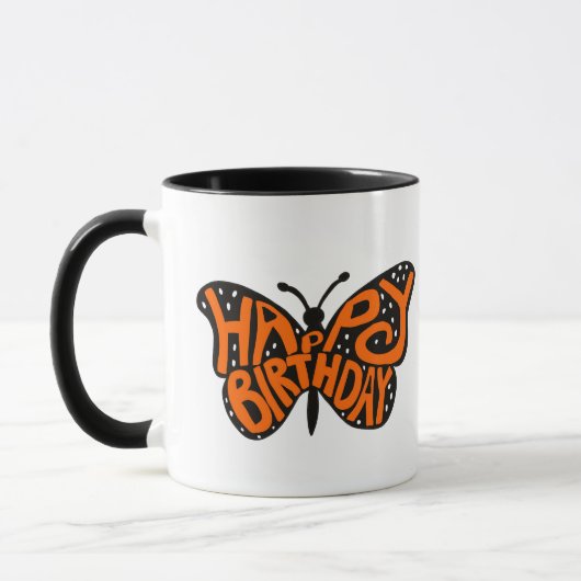 Schwarz und Orange Monarch Butterfly zum Geburtsta Tasse (Links)