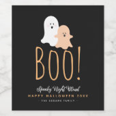 Schwarz und Orange Niedlich Boo! Ghosts Halloween Weinetikett (Einzelnes Label)