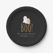 Schwarz und Orange Niedlich Ghosts Boo! Halloween Pappteller (Vorderseite)