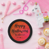 Schwarz und Orange Spooky Full Moon Happy Hallowee Pappteller (Party)