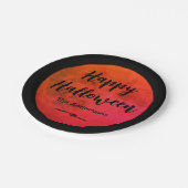 Schwarz und Orange Spooky Full Moon Happy Hallowee Pappteller (Schrägansicht)