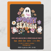 Schwarz und Orange Spooky Geist Halloween Einladun Einladung (Vorne/Hinten)