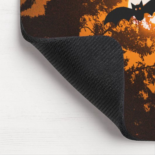 Schwarz und Orange Spooky Halloween Night Szene Mousepad (Ecke)