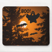 Schwarz und Orange Spooky Halloween Night Szene Mousepad (Vorne)