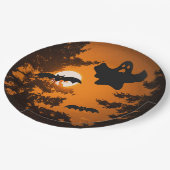 Schwarz und Orange Spooky Halloween Night Szene Pappteller (Schrägansicht)