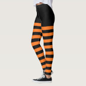 Schwarz und orange Streifen Leggings (Links)