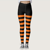 Schwarz und orange Streifen Leggings (Vorderseite)