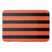 Schwarz und Orange Stripes Retro Muster Badematte (Vorderseite)