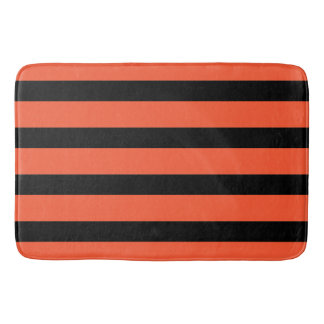 Schwarz und Orange Stripes Retro Muster Badematte