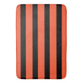 Schwarz und Orange Stripes Retro Muster Badematte (Vorderseite Vertikal)