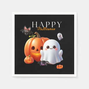 Schwarz und Orange Süßes Halloween Serviette