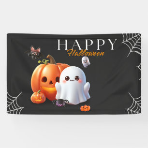 Schwarz und Orange Süßes Happy Halloween Banner