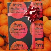 Schwarz und Orange Vollmond Muster Happy Halloween Geschenkpapier