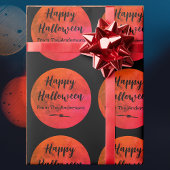 Schwarz und Orange Vollmond Muster Happy Halloween Geschenkpapier