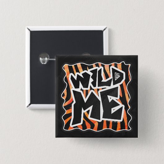 Schwarz und Orange Wild Me Zebra Button (Vorne & Hinten)
