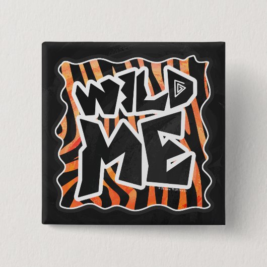 Schwarz und Orange Wild Me Zebra Button (Vorderseite)