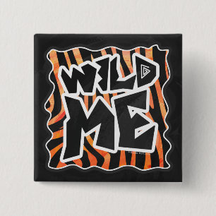 Schwarz und Orange Wild Me Zebra Button