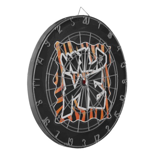 Schwarz und Orange Wild Me Zebra Dartscheibe (Vorderseite Links)
