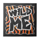 Schwarz und Orange Wild Me Zebra Fliese (Vorderseite)